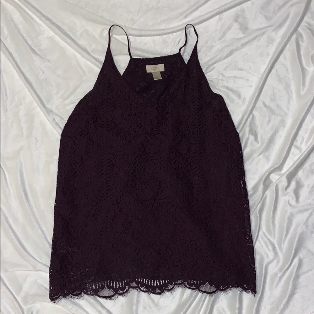 Maroon Loft laced tank top blouse